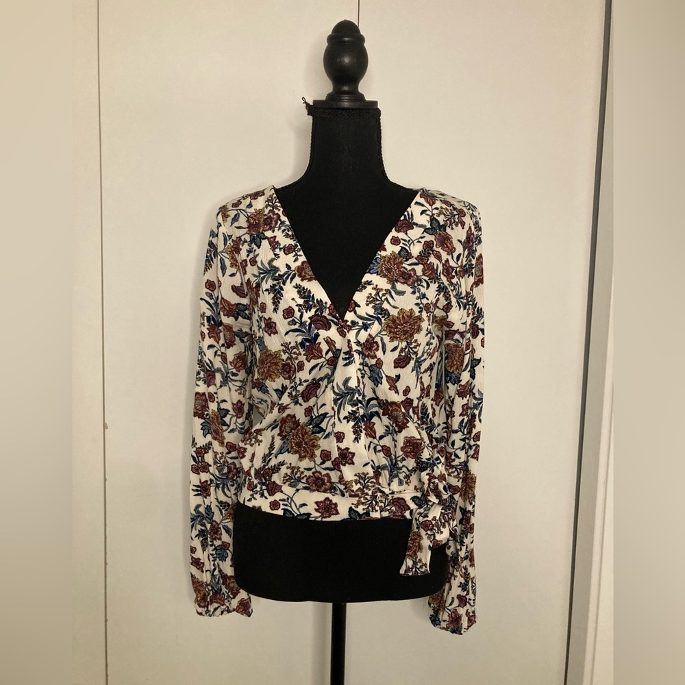 Sky&Sparrow floral cropped front tie cardigan